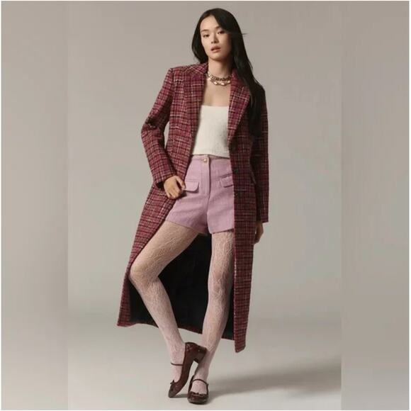 Avec Les Filles Single Breasted Tweed Maxi Coat Boucle Long Tweed Size Small New - Picture 2 of 14